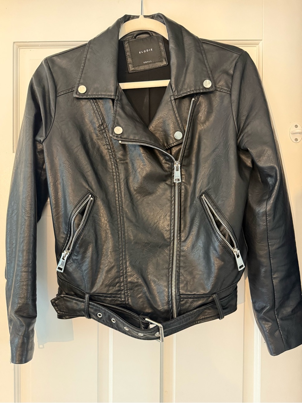 Women’s Elodie Black Faux Leather Moto Jacket small